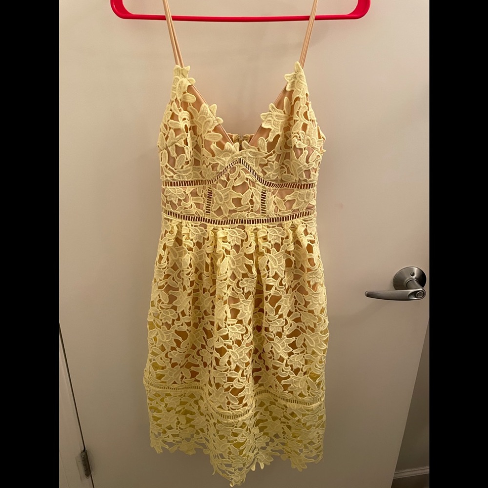 Yellow lace sheath dress